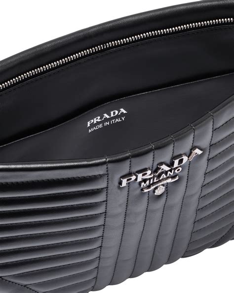 Diagramme leather clutch bag Prada Black in Leather 